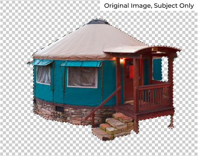 An image of a yurt with no background.