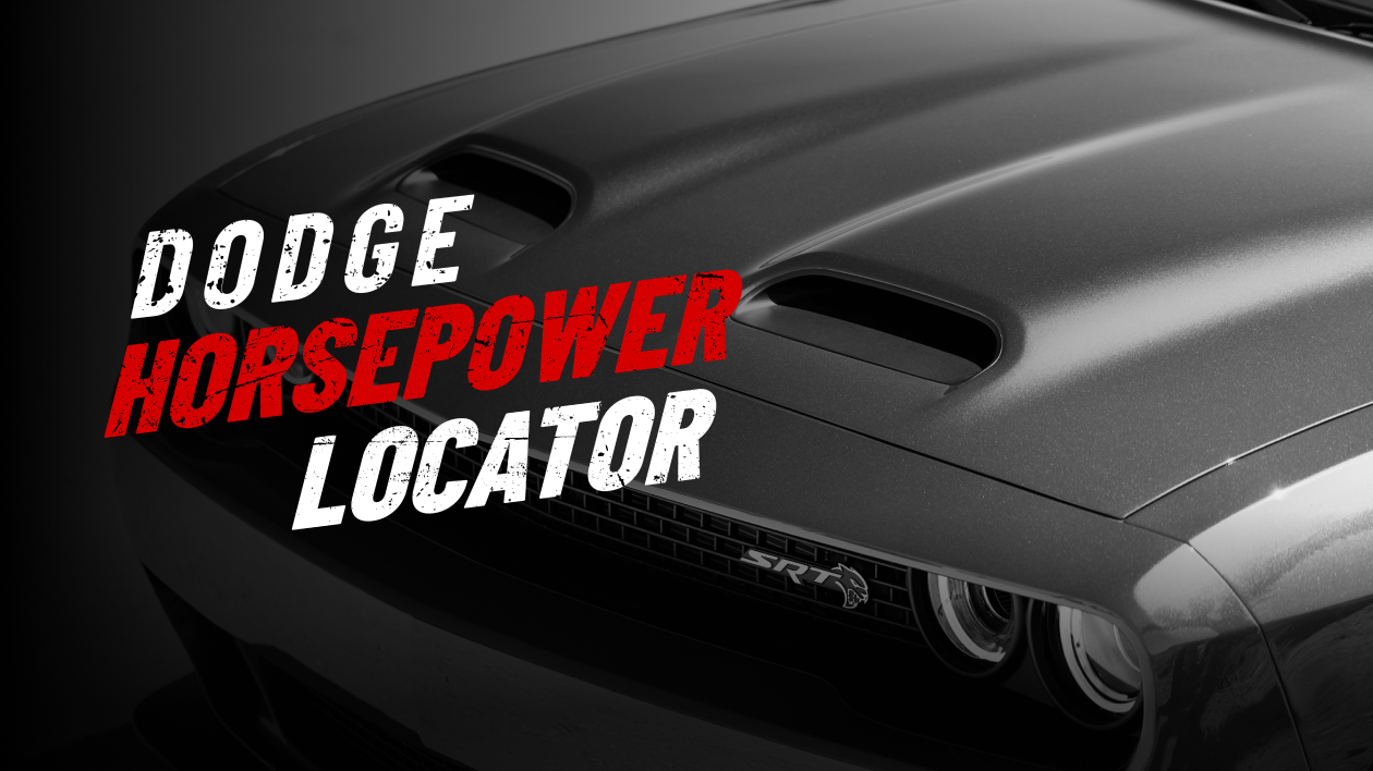 An image of a dodge car, with horse power locater.